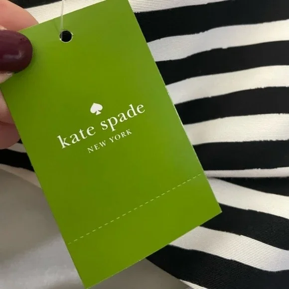 NWT Kate Spade Silk Blend Vivien Striped A-Line Dress in Black and White - 4 - Picture 10 of 12